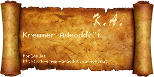 Kremmer Adeodát névjegykártya